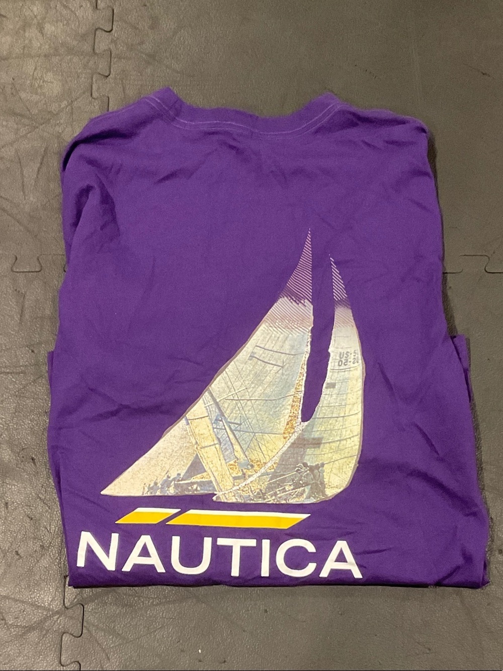 Nautica Purple Pocket Tee with White and Yellow Logo - Picture 2 of 3